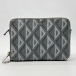 Dior Zipped Compact Pouch Diamond Canvas Grey