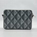 Dior Zipped Compact Pouch Diamond Canvas Grey