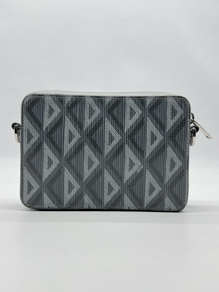 Dior Zipped Compact Pouch Diamond Canvas Grey