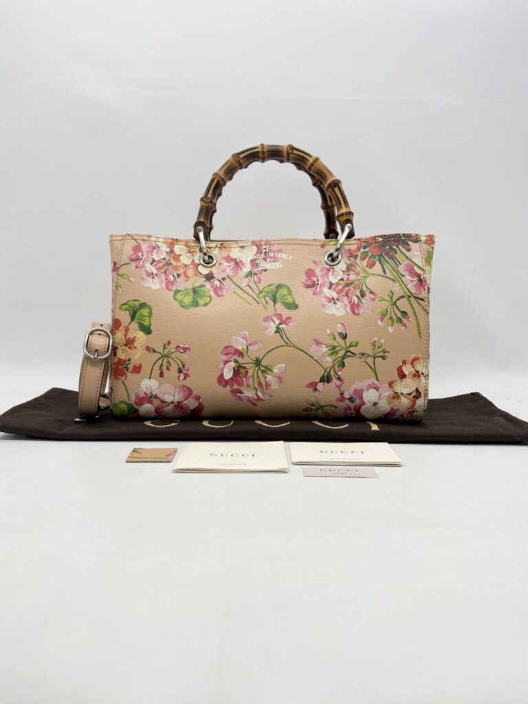 Gucci Blooms bamboo Shopper Tote Nude SHW
