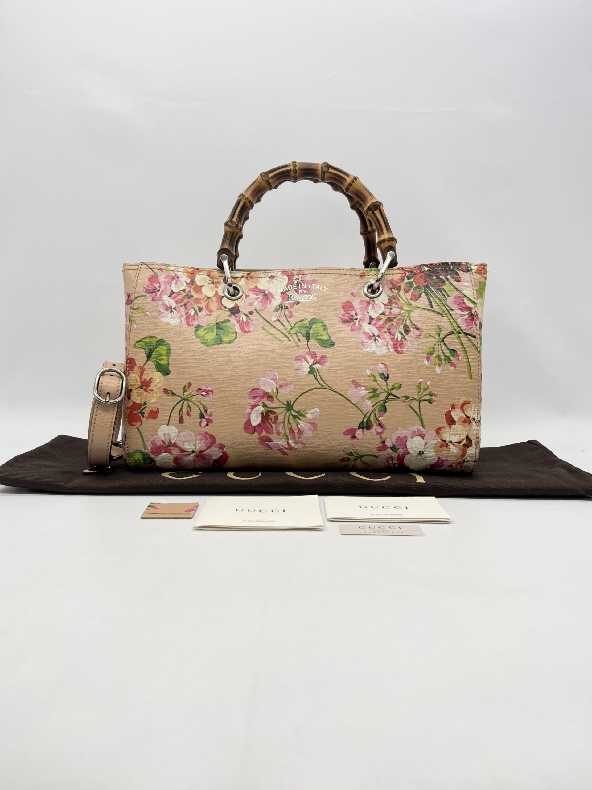 Gucci Blooms bamboo Shopper Tote Nude SHW