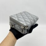 Dior Zipped Compact Pouch Diamond Canvas Grey