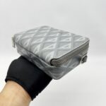 Dior Zipped Compact Pouch Diamond Canvas Grey