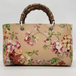 Gucci Blooms bamboo Shopper Tote Nude SHW