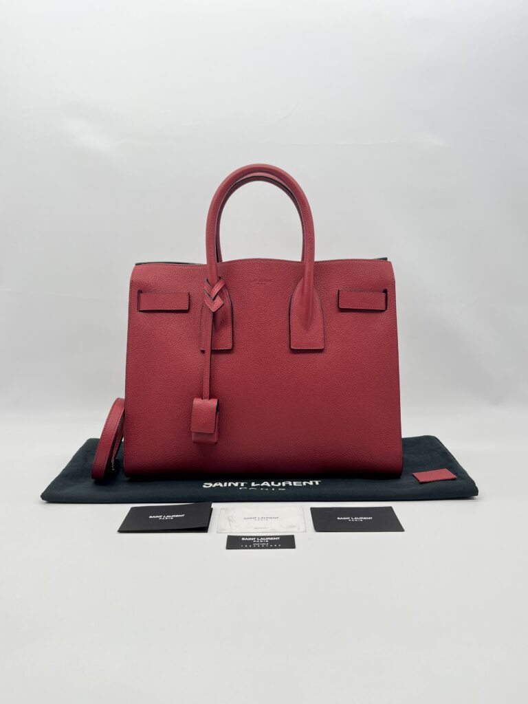Saint Laurent Sac De Jour Grained Red