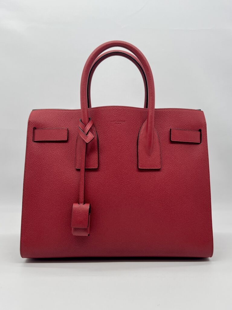 Saint Laurent Sac De Jour Grained Red