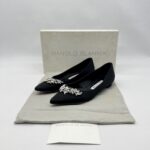 Manolo Blahnik Lurum Ballet Flat Satin Black