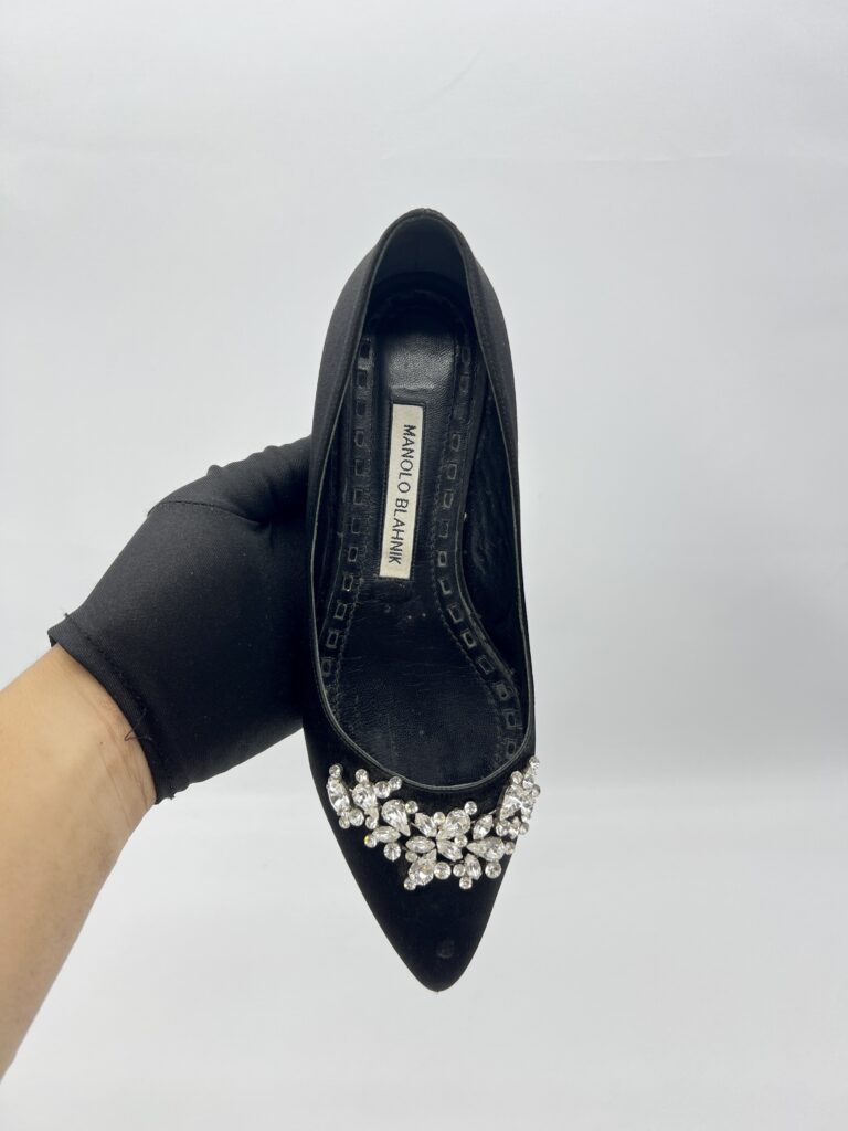 Manolo Blahnik Lurum Ballet Flat Satin Black