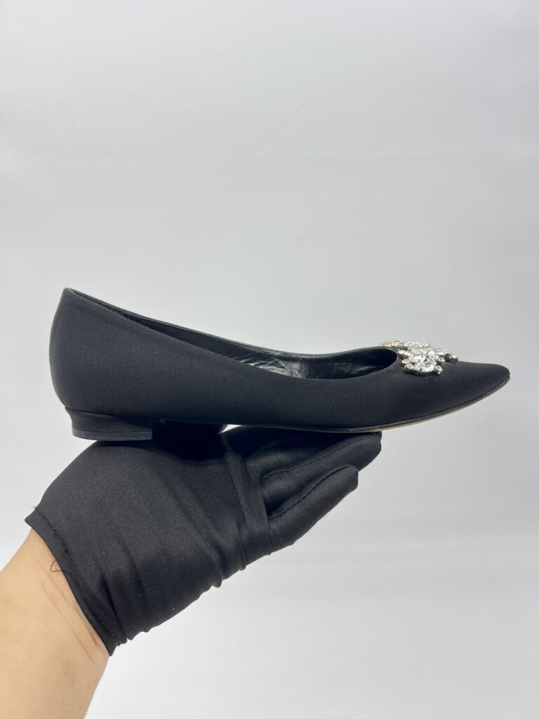 Manolo Blahnik Lurum Ballet Flat Satin Black