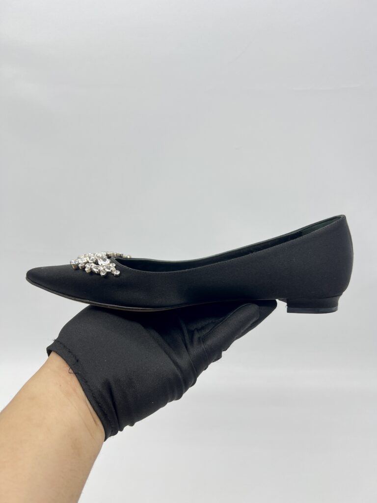 Manolo Blahnik Lurum Ballet Flat Satin Black