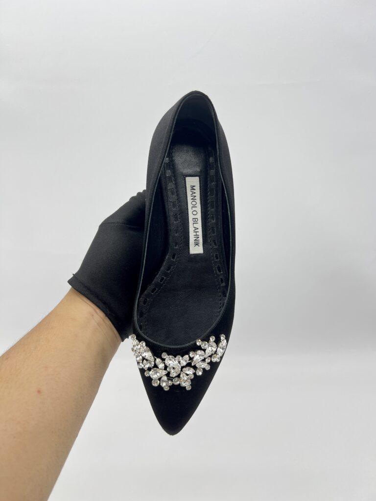 Manolo Blahnik Lurum Ballet Flat Satin Black