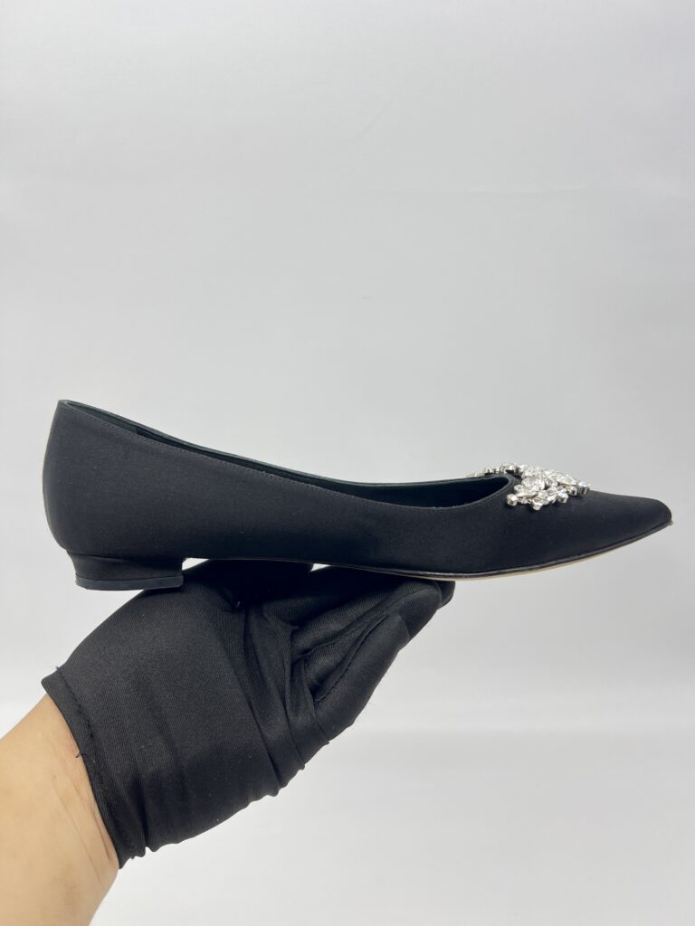 Manolo Blahnik Lurum Ballet Flat Satin Black
