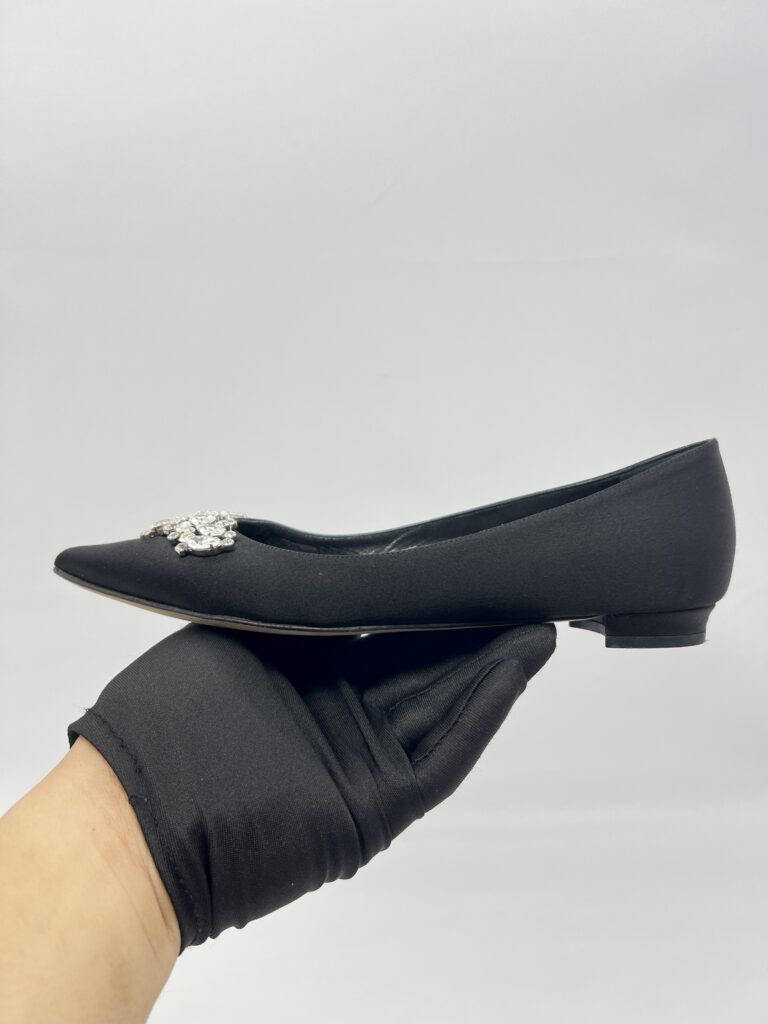 Manolo Blahnik Lurum Ballet Flat Satin Black