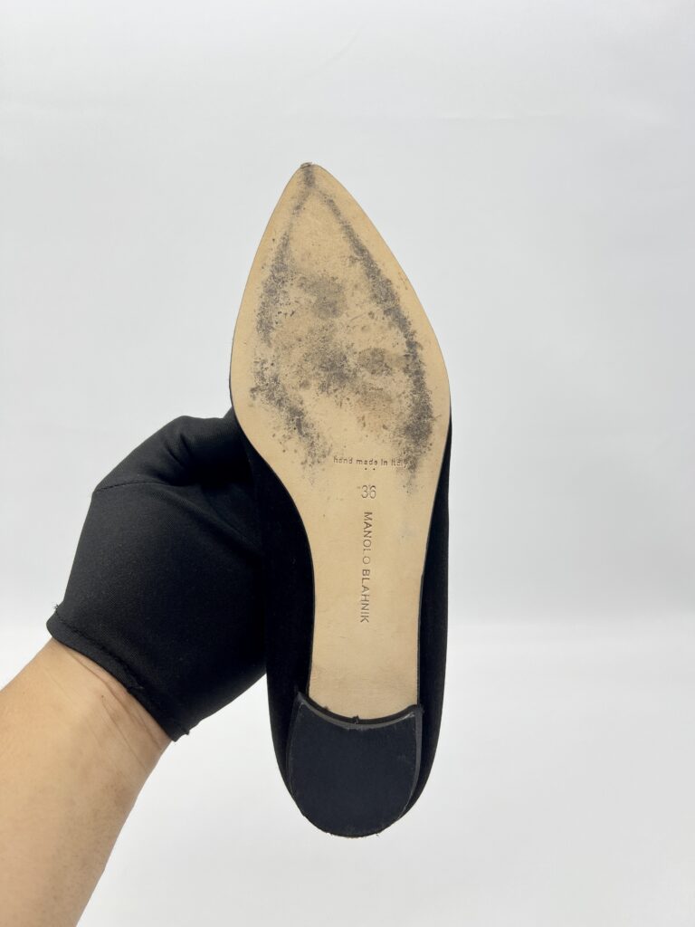 Manolo Blahnik Lurum Ballet Flat Satin Black