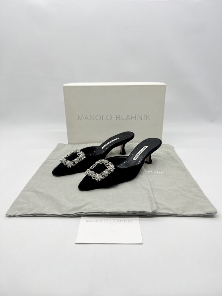 Manolo Blahnik Maysale Jewel Velvet Black