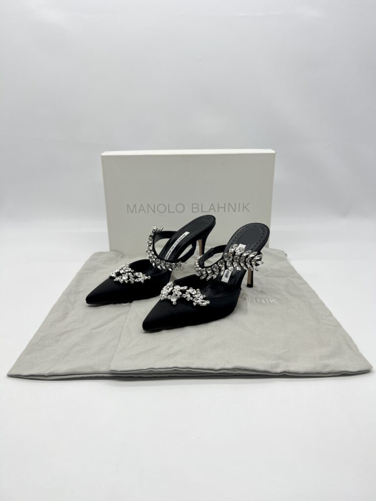 Manolo Blahnik Lurum Heels Satin Black