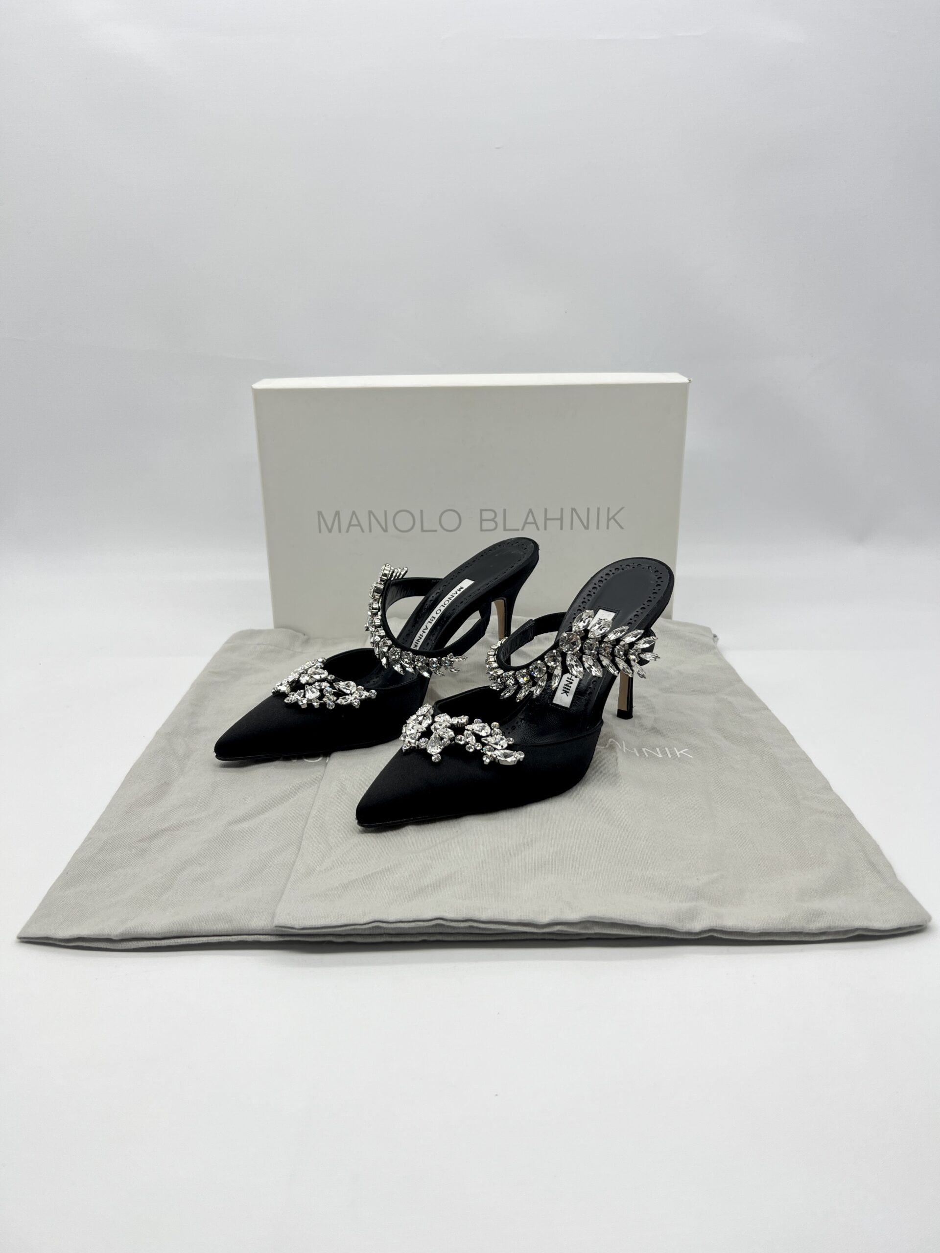 Manolo Blahnik Lurum Heels Satin Black