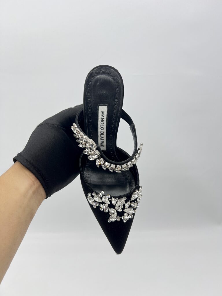 Manolo Blahnik Lurum Heels Satin Black