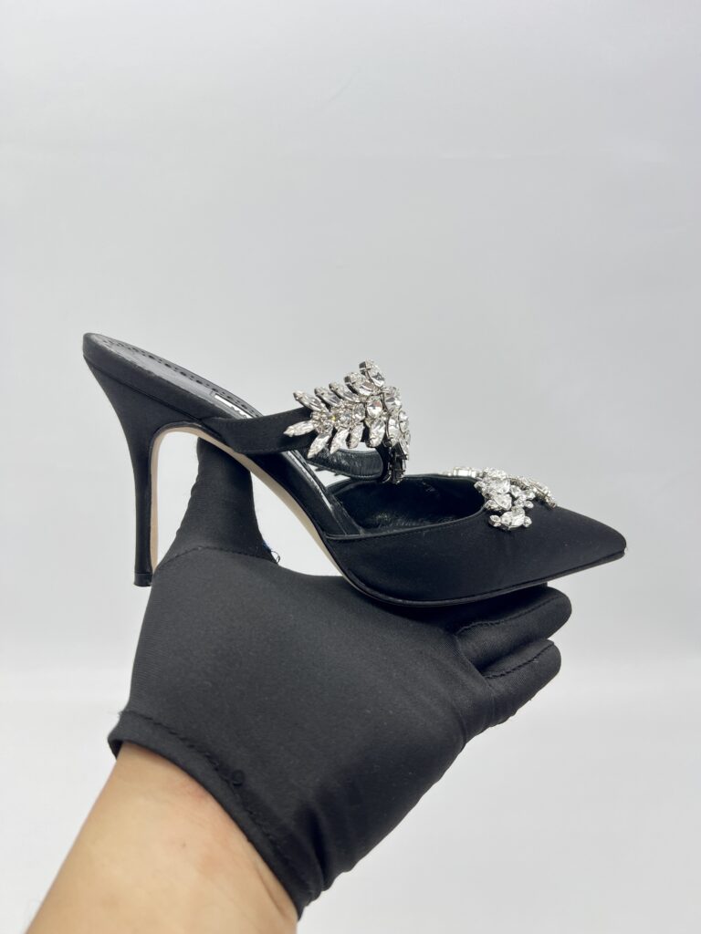 Manolo Blahnik Lurum Heels Satin Black