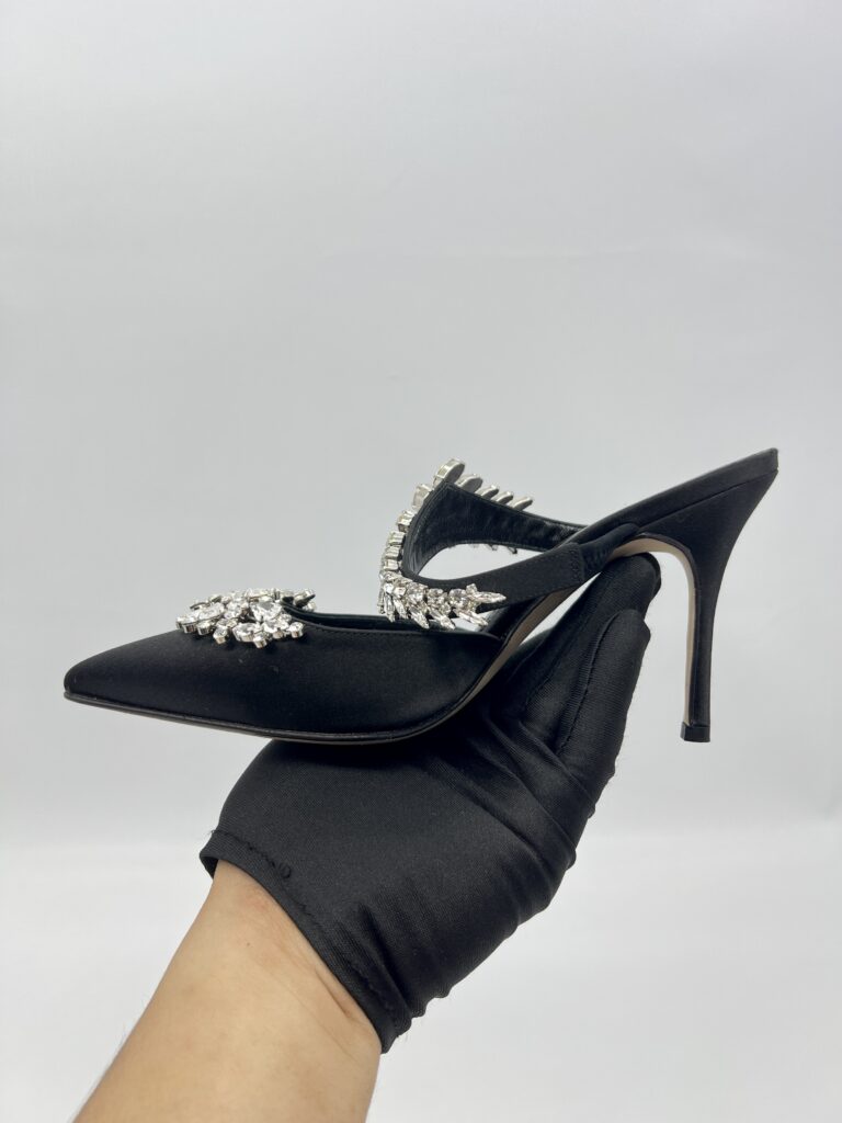 Manolo Blahnik Lurum Heels Satin Black