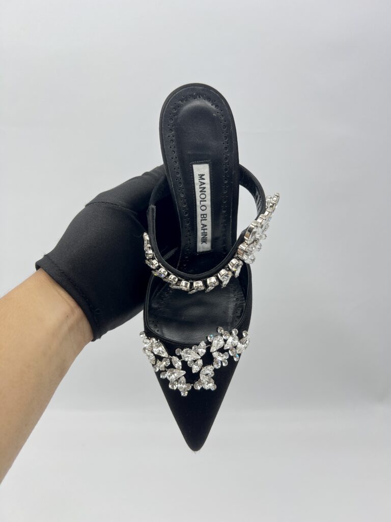Manolo Blahnik Lurum Heels Satin Black