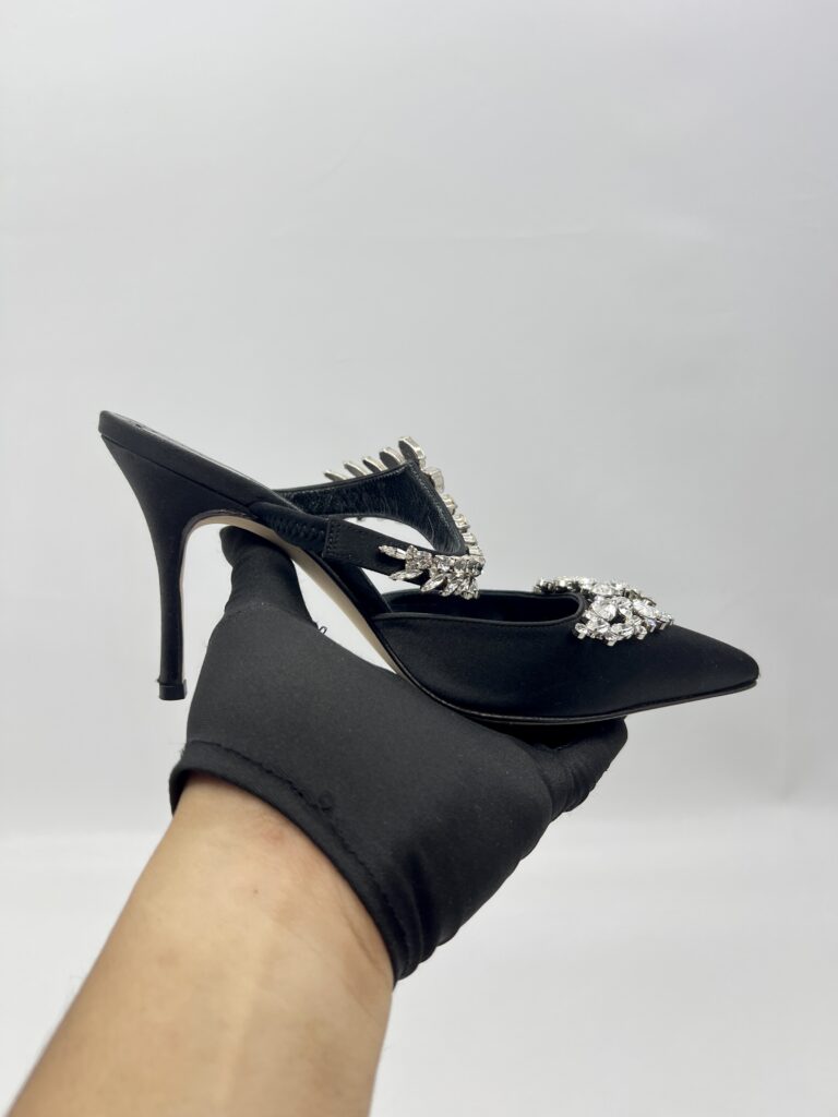 Manolo Blahnik Lurum Heels Satin Black