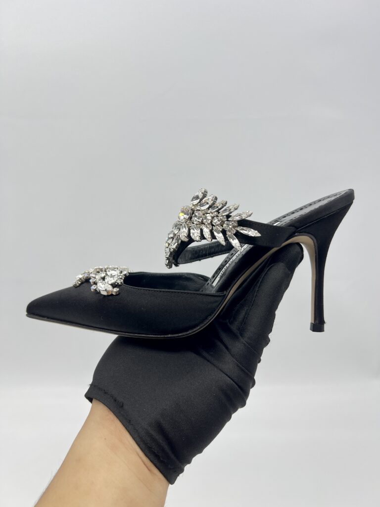 Manolo Blahnik Lurum Heels Satin Black
