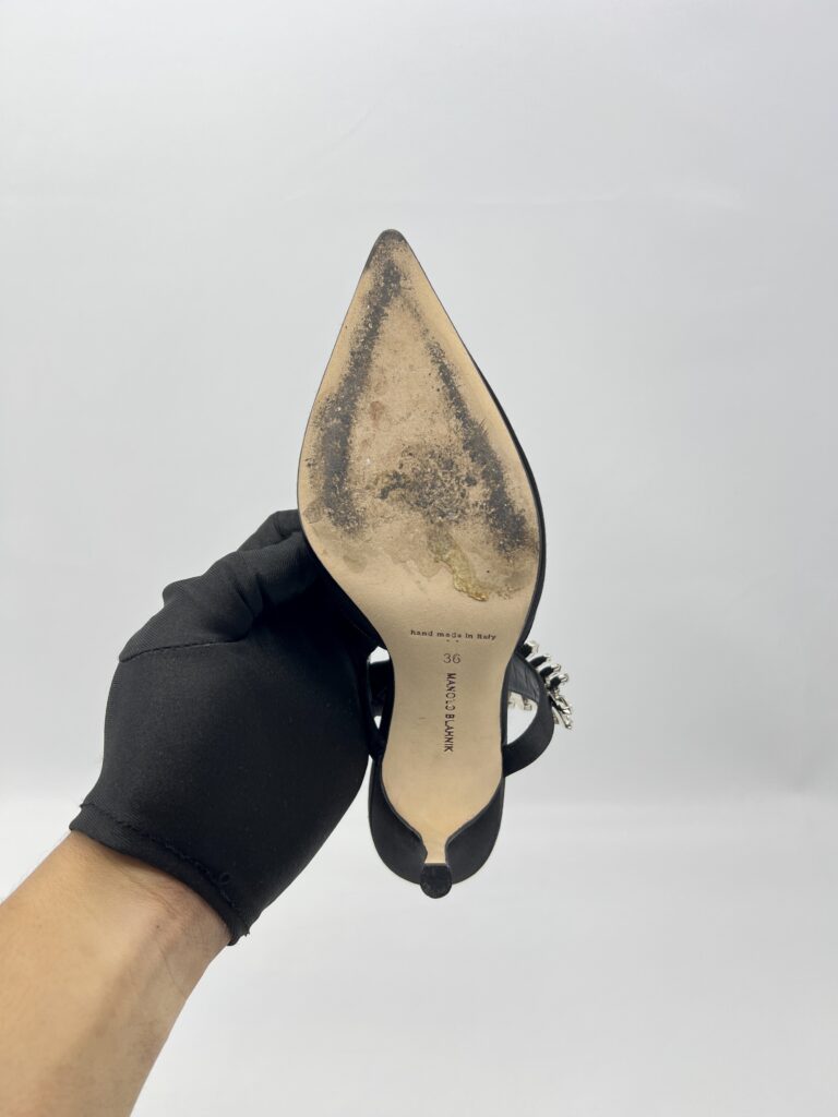 Manolo Blahnik Lurum Heels Satin Black