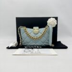 Chanel 2 Way Chain Shoulder Bag Lambskin Blue GHW