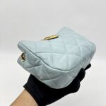Chanel 2 Way Chain Shoulder Bag Lambskin Blue GHW
