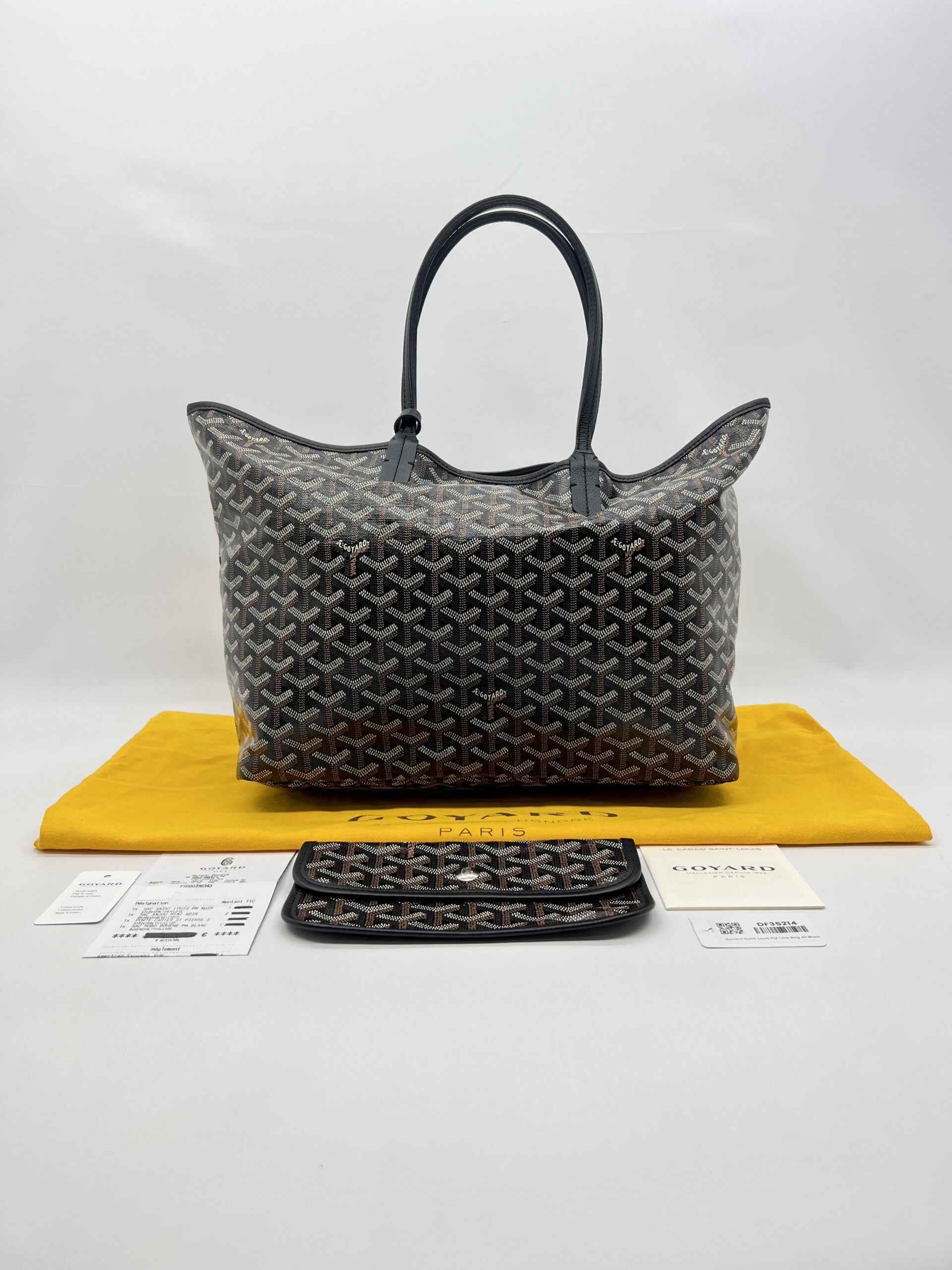 Goyard St Louis PM Goyardine Noir SHW