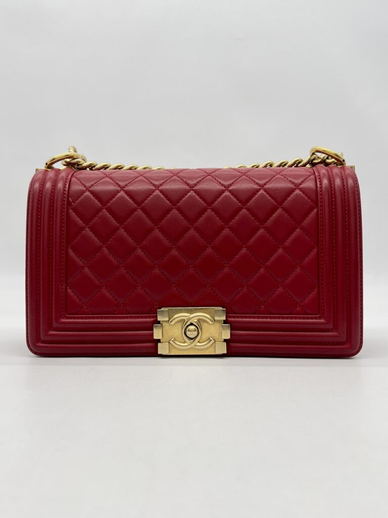 Chanel Boy 25 Lambskin Red GHW