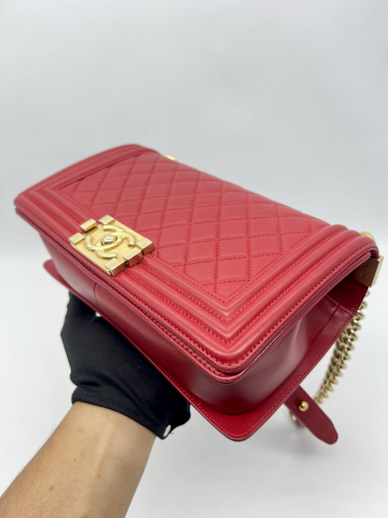 Chanel Boy 25 Lambskin Red GHW