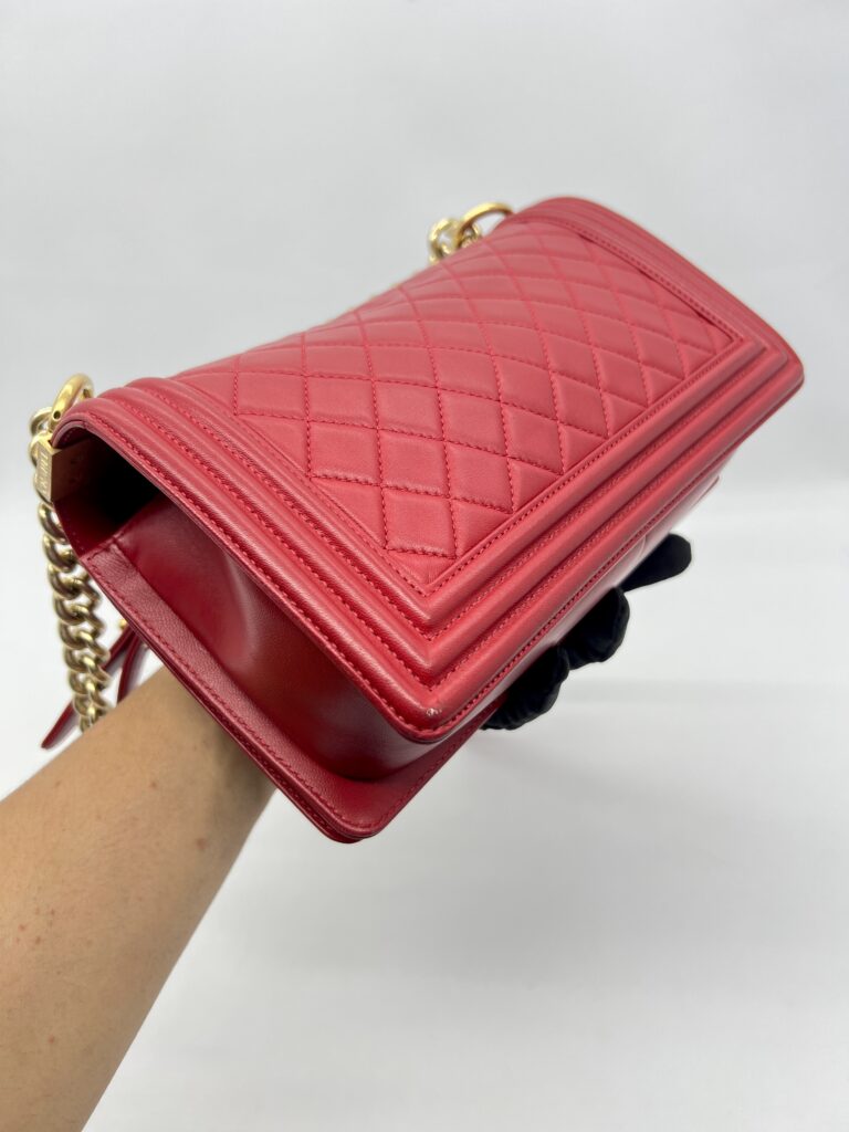 Chanel Boy 25 Lambskin Red GHW