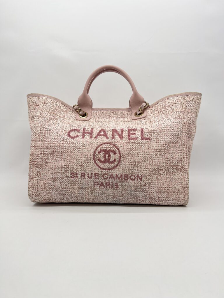 Chanel Deauville Medium Raffia Pink GHW