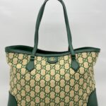 Gucci Ophidia Tote Bags GG Raffia Beige Green GHW