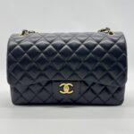 Chanel Classic Jumbo D Flap Lambskin Black Gold Hardware