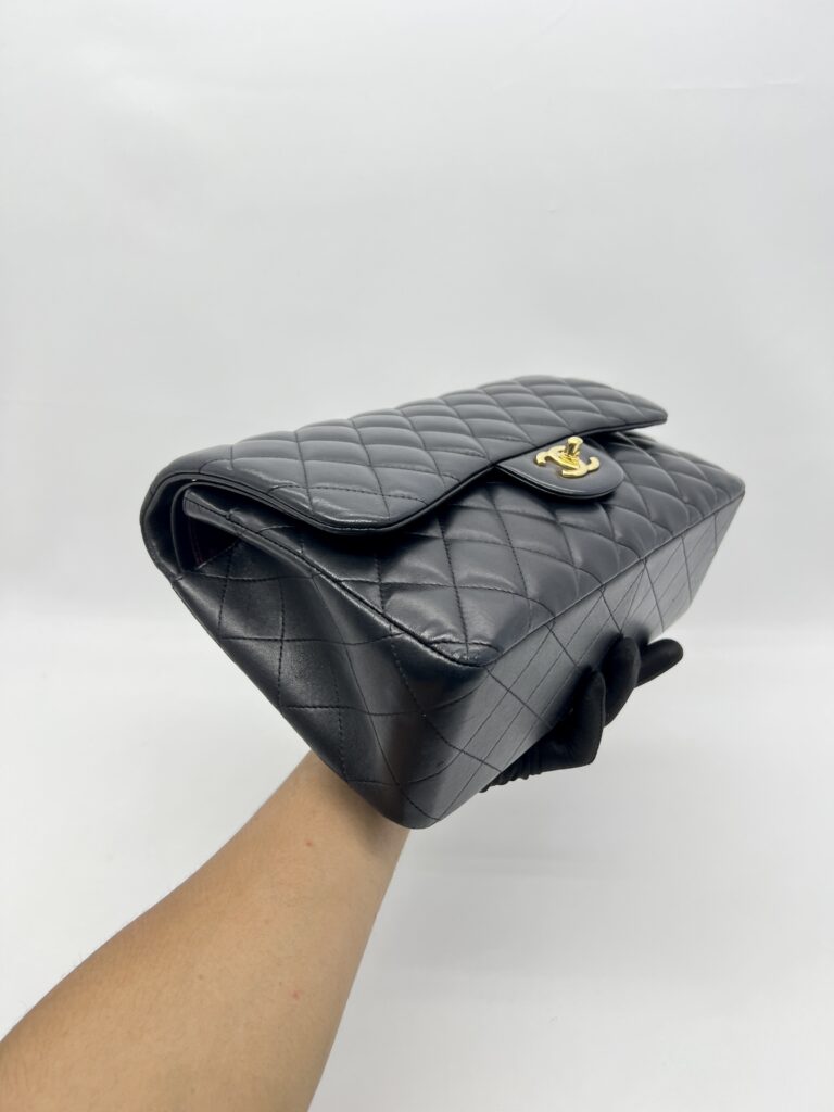 Chanel Classic Jumbo D Flap Lambskin Black Gold Hardware