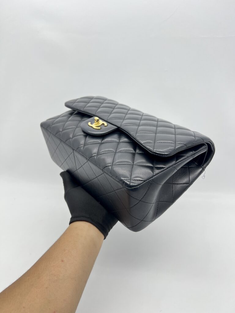 Chanel Classic Jumbo D Flap Lambskin Black Gold Hardware