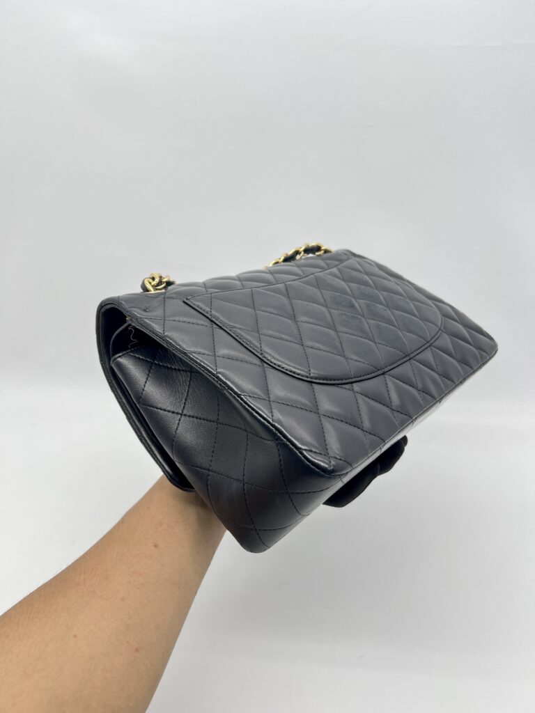 Chanel Classic Jumbo D Flap Lambskin Black Gold Hardware