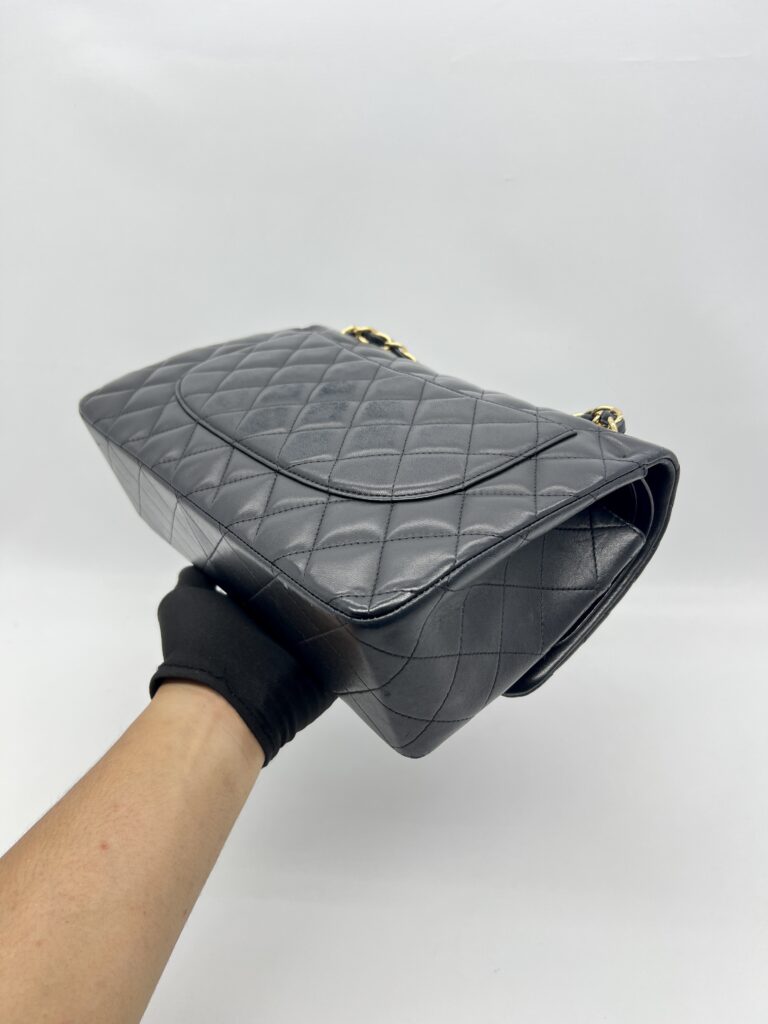 Chanel Classic Jumbo D Flap Lambskin Black Gold Hardware