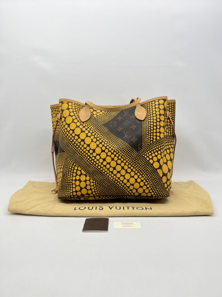 Louis Vuitton Neverfull MM x Yayoi Kusuma Monogram Yellow GHW