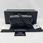 Chanel Mini Rectangle Crinkled Patent All Black