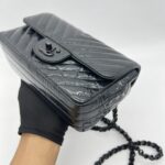 Chanel Mini Rectangle Crinkled Patent All Black