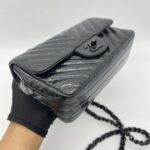 Chanel Mini Rectangle Crinkled Patent All Black