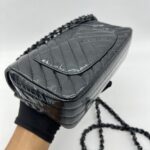 Chanel Mini Rectangle Crinkled Patent All Black