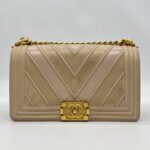 Chanel Boy Medium Chevron Beige GHW