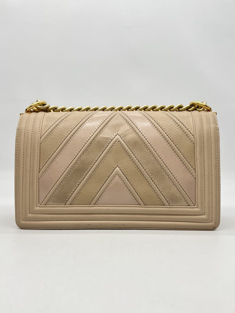 Chanel Boy Medium Chevron Beige GHW