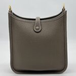 Hermes Mini Evelyne Clemence Etoupe/Bleu Indigo GHW