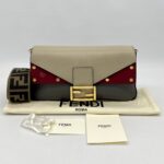 Fendi Grace 1974 Bagguette Vittelo Grey Red GHW